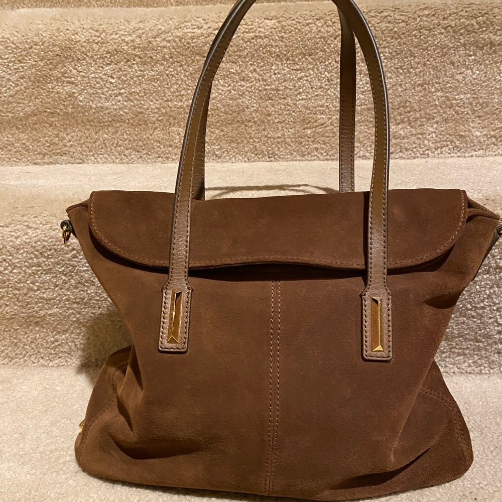 Elizabeth and James Brown Suede Satchel